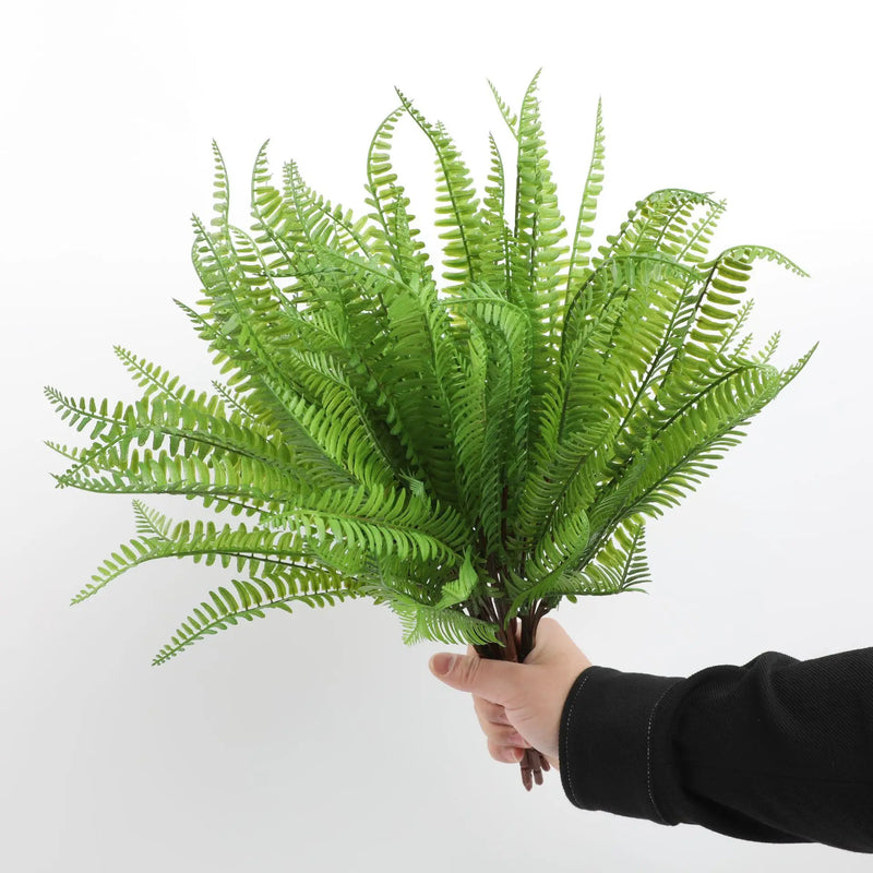 5PCS 45CM Artificial Plants Fake Boston Fern Greenery Outdoor UV Resistant Faux Plastic Plants Garden Porch Window Box Decor