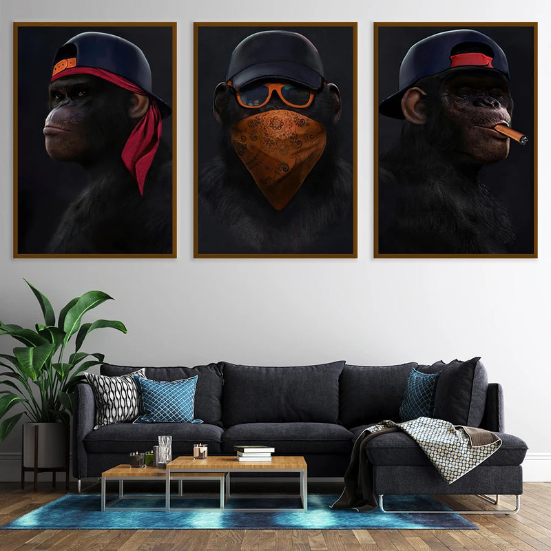 Popular Fashion Monkey Wall Art Posters Modern High End Light Luxury Home Decoration Canvas Painting Mural Picture Print Artwork