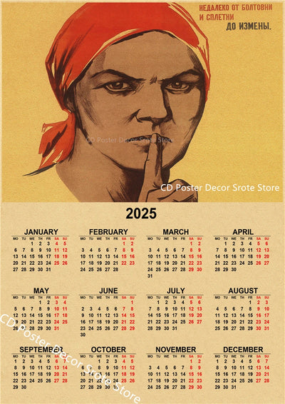 USSR CCCP 2025 Calendar Poster Celebrity Aesthetic Prints Posters Wall Art Retro Painting Home Room Cafe Club Dorm Wall Decor