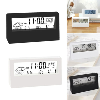 Thermo-Hygrometer Clock Creative Weather Display Electronic Alarm CLock Desktop Table Decor For Living Room Bedroom