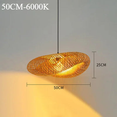 Bamboo Weaving Chandelier Lamp 40/50/60cm Hanging LED Ceiling Light Pendant Lamp Fixtures Rattan Woven Home Bedroom Decors