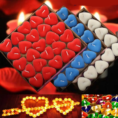 50 Pcs 3.5cm Mini Candle Valentine's Day Proposal Candle Smokeless Heart Shape Flickering Desktop Atmospheres Party Accessories