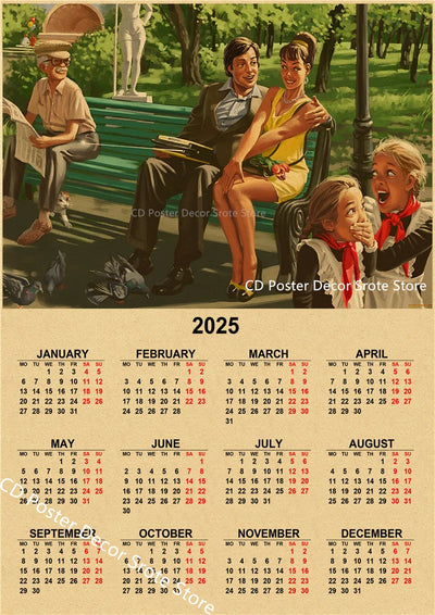 USSR CCCP 2025 Calendar Poster Celebrity Aesthetic Prints Posters Wall Art Retro Painting Home Room Cafe Club Dorm Wall Decor