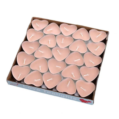 50 Pcs 3.5cm Mini Candle Valentine's Day Proposal Candle Smokeless Heart Shape Flickering Desktop Atmospheres Party Accessories