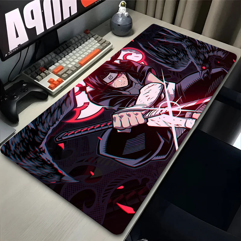 Japan Cool Anime Mouse Pad Laptop Red Moon Gaming Keyboard Rug XL N-narutoS Mousepad PC I-itachi Gamer U-uchiha Cabinet Desk Mat