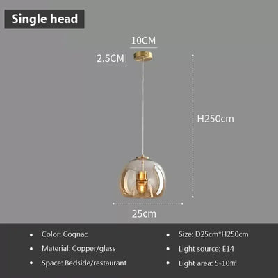 LED Glass Pendant Light Light Luxury Pendant Lamp Deco Nordic Hanging Light Fixtures Bedroom Modern Luminaire Suspension Lamp