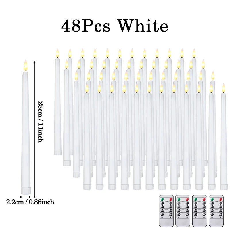 120-12Pcs Flameless Taper Candles Battery Operated LED Candle Flickering Candles Faux Candle Halloween Christmas Wedding Decor