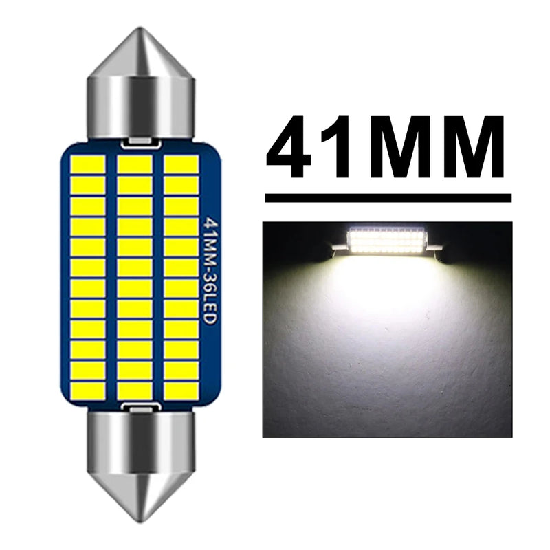 2/10/20PCS C5W LED Bulbs Canbus Festoon 31/36/39/41mm LED For Car Interior Dome Trunk License Plate Lights 12V 300LM 6500K White