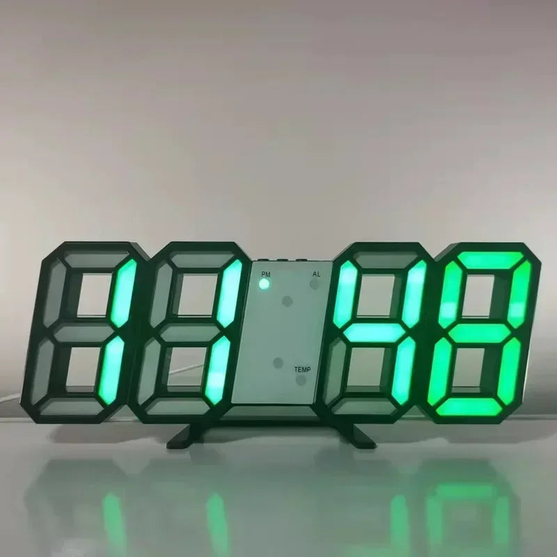 3D LED Digital Alarm Clock Wall Clock Times Date Temperature Suitable for Home Kitchen Clock Decoration Clocks Decor Garden