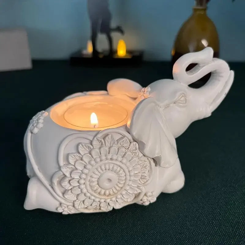 1PC Animal Candle Holder Elephant Trunk Sculpture Tealight Candle Holder Ornamental Small Candle Rod Holder Lucky Prize