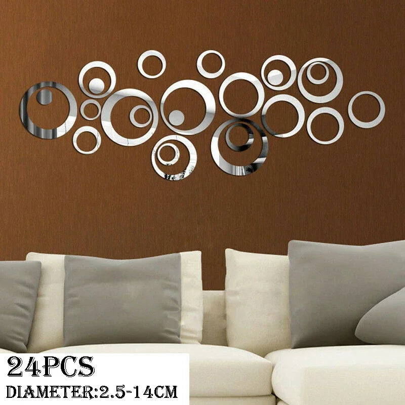 3D Mirror Wall Sticker Self-Adhesive Circular Art Mirror Decals DIY Background Living Room Bedroom Decoration Wall Stickers