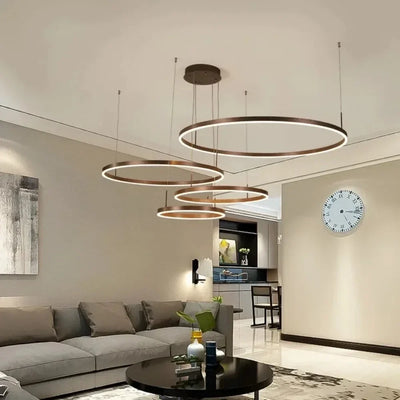 Modern  Gold Black Frame Rings Ceiling Chandelier for Living Room Dining Room Led Chandelier Hanging Lamp  Room Decor