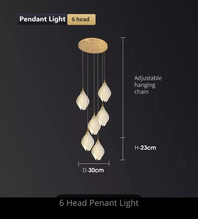 Villa Ceramic Petal Hanging Led Chandelier For Hotel Lobby Loft Staircases Restaurant Living Room Bedroom Bedside Pendant Lamp