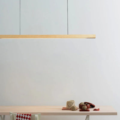 Modern Simple Pendant Lights Wooden Long Linear Hanging Lamp Table LED Light Kitchen Island Lighting Dining Living Room Office