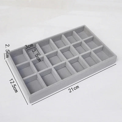 Stackable Jewelry Organizer Trays Drawer Insert Velvet Earring Display Box Ring Holder Necklace Case Storage for Bracelet Brooch