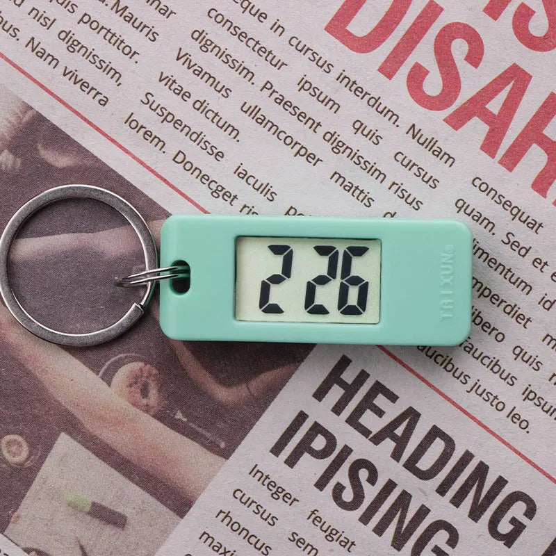 Unisex Student Electronic Clock Keychain Mini Electronic Student Oval Watch Digital Table Time Display Clock Hanging Keychain