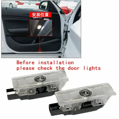 JURUS 2PCS Car Led Door Welcome Light Logo Projector Lamp For FIAT 500X 500L Courtesy Ghost Shadow Emblem Lamp Auto Accessories