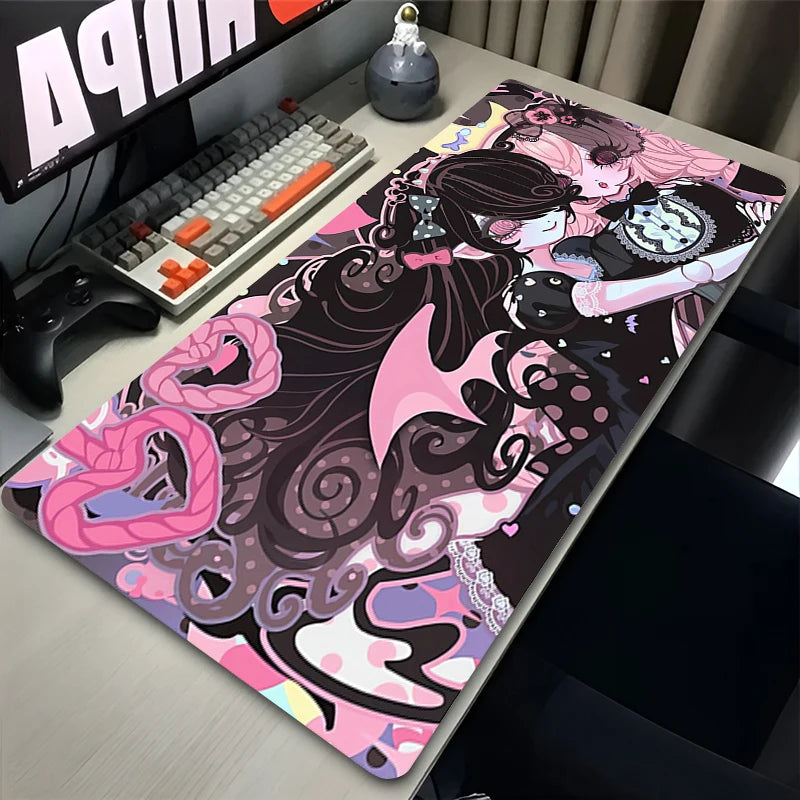 Mouse Pad Laptop Gaming Extended Desk Mat PC Kawaii Gamer Cabinet Mousepad XXL Angel Anime Sexy Girls Keyboard Rug Pink Carpet