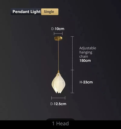 Villa Ceramic Petal Hanging Led Chandelier For Hotel Lobby Loft Staircases Restaurant Living Room Bedroom Bedside Pendant Lamp