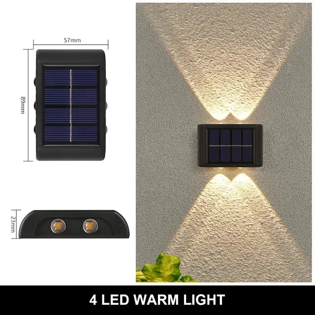 Solar Wall Lamp Outdoor Warm Light Waterproof Up And Down Luminous Lighting Balcony Yard Garden Decoration Lights Exterior Wall