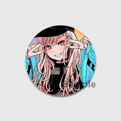 32/44/58mm Anime My Dress-Up Darling Round Pin Cartoon Character Badge Role Play Handmade Tinplate Brooch for Clothes Decoration