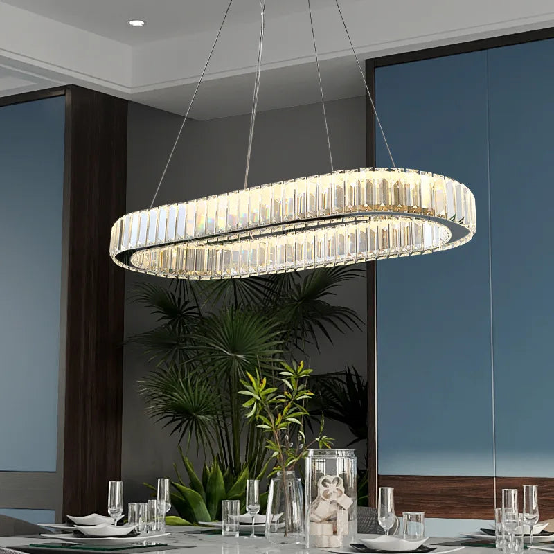 2024 Luxury Crystal Pendant Light Oval Crystal Chandelier Lamp For Home Decor Living Room Bar Chandelier