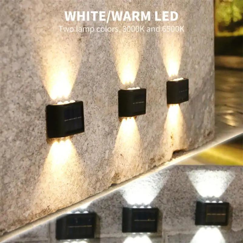 Outdoor Lighting Black Solar Energy Waterproof Outdoor Lamp Quality Ambience Wall Lamp Energy Saving 4led Nightlight Waterproof