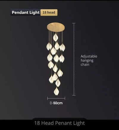 Villa Ceramic Petal Hanging Led Chandelier For Hotel Lobby Loft Staircases Restaurant Living Room Bedroom Bedside Pendant Lamp