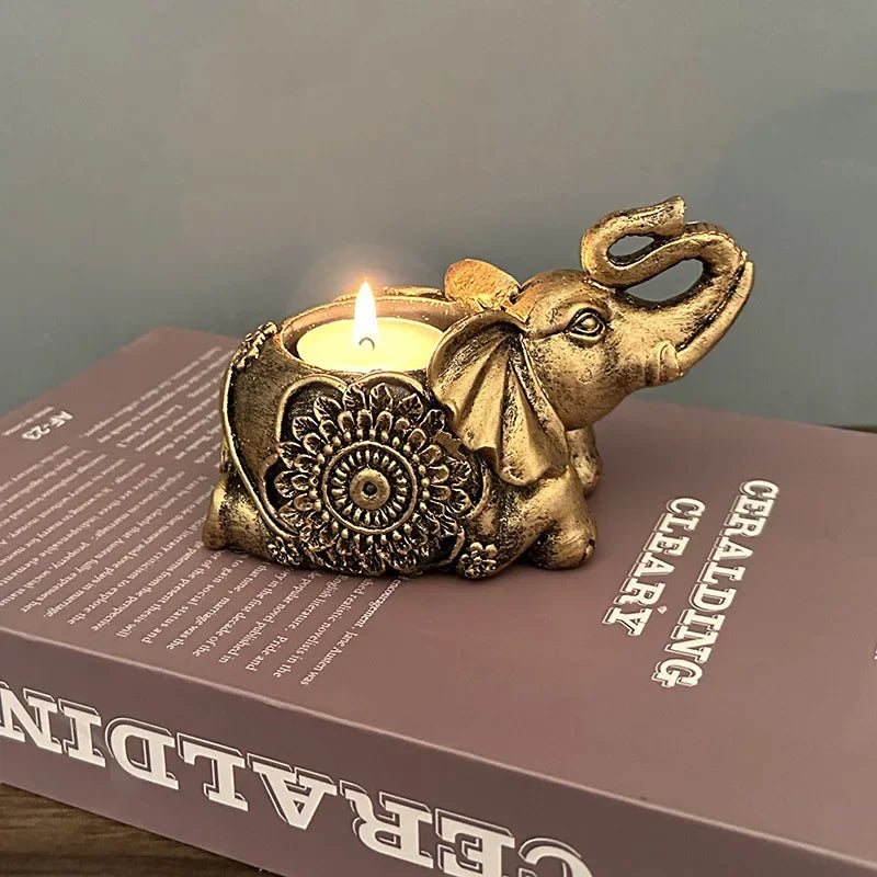 1PC Animal Candle Holder Elephant Trunk Sculpture Tealight Candle Holder Ornamental Small Candle Rod Holder Lucky Prize