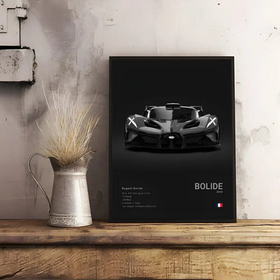 Black Cool Sports Famous Supercar B-Bugatti V-Veyron CHIRON DIVO BOLIDE Poster Home living room Wall Art Garage Room Decor