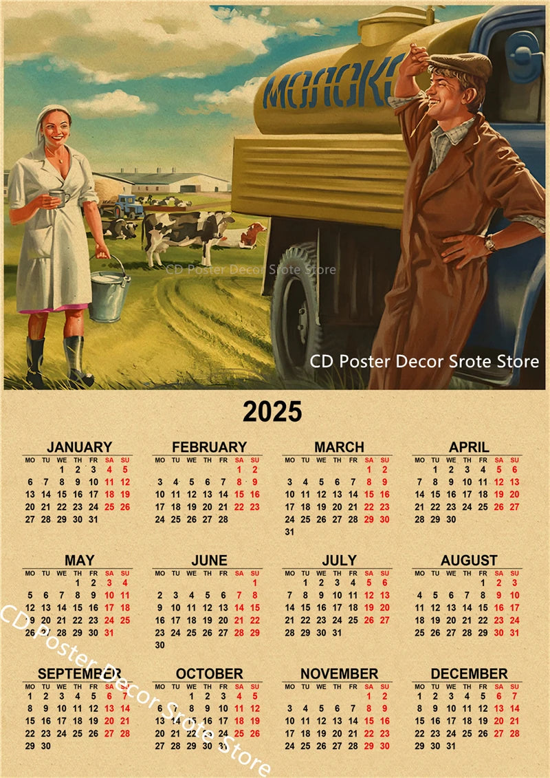 USSR CCCP 2025 Calendar Poster Celebrity Aesthetic Prints Posters Wall Art Retro Painting Home Room Cafe Club Dorm Wall Decor