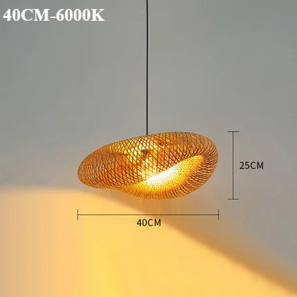 Bamboo Weaving Chandelier Lamp 40/50/60cm Hanging LED Ceiling Light Pendant Lamp Fixtures Rattan Woven Home Bedroom Decors