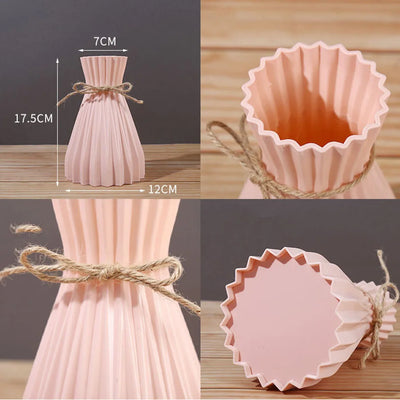 Vase Dry Flower Bottle Simple Modern Waist Cinching Creative Flower Vase Flower Arrangement Plastic Flowerpot Home Decorations