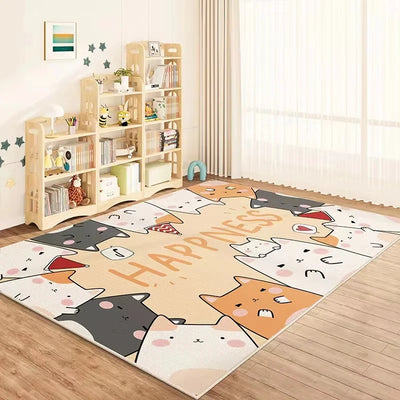 VIKAMA Cartoon Bear Crystal Fleece Carpet - Bedside Bathroom Bedroom Living Room Sofa Rug Anti-Slip Floor Mat Home Decor