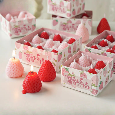 Strawberry Aromatherapy Candle with Hand Gift Gift Box Gift Birthday Gift Handmade Small Wax Candle Candles Home Decoration