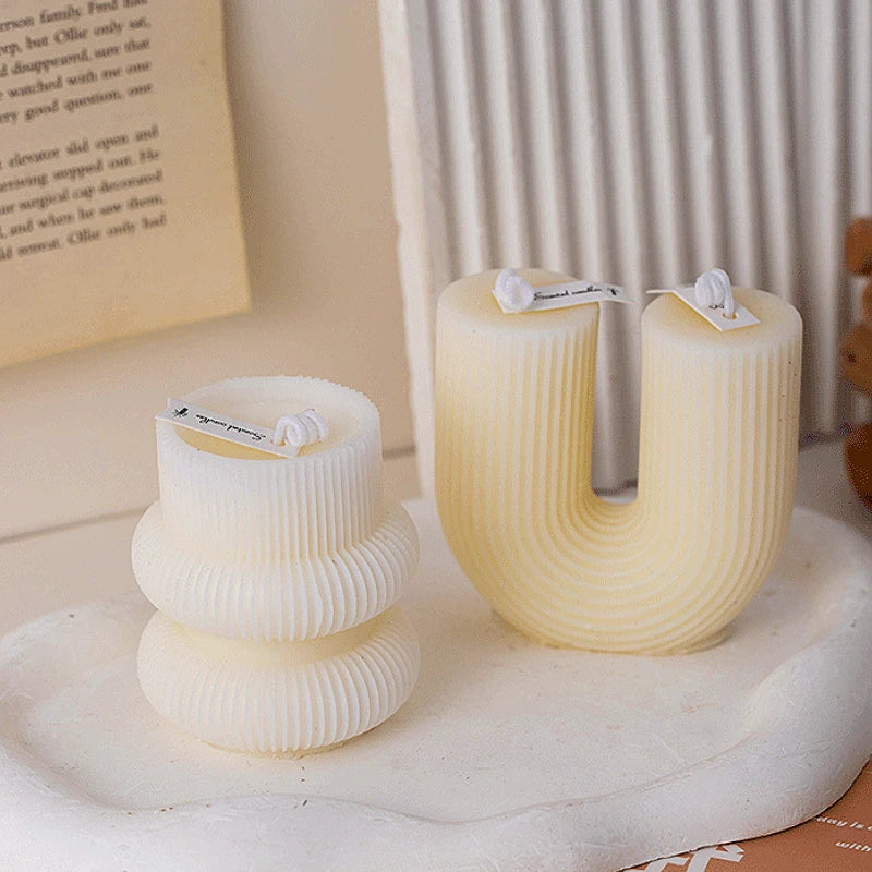 U Shaped Candle Scented Candles Ribbed Aesthetic Home Decorative Candles Smokeless Personalized Candles Guest Gift Lot