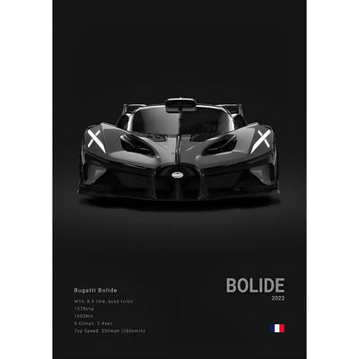 Black Cool Sports Famous Supercar B-Bugatti V-Veyron CHIRON DIVO BOLIDE Poster Home living room Wall Art Garage Room Decor