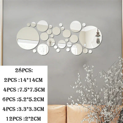 3D Mirror Wall Sticker Self-Adhesive Circular Art Mirror Decals DIY Background Living Room Bedroom Decoration Wall Stickers