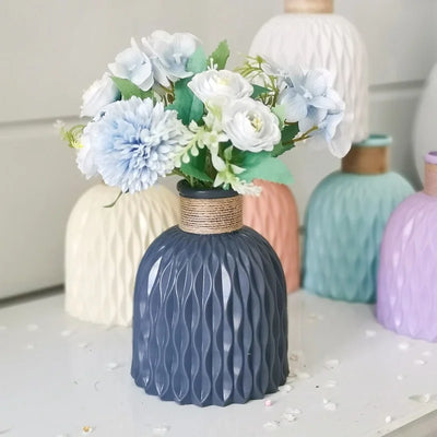 Modern Flower Vase White Pink Plastic Vase Flower Pot Basket Nordic Home Living Room Decoration Ornament Flower Arrangement