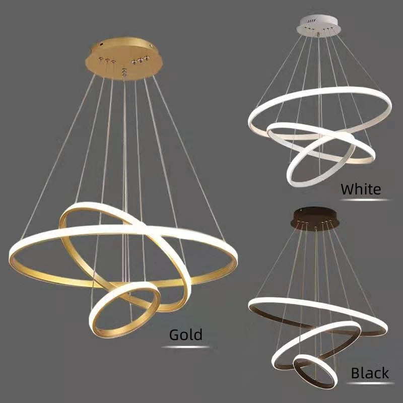 Outer Luminous Circle Living Room Pendant Chandelier Modern 4 Lamp Colors Available Factory Direct Sales LED Lighting Fixture