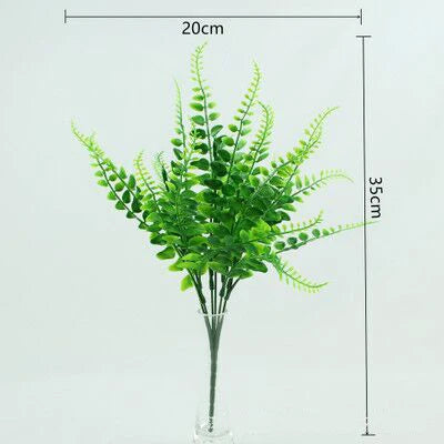 YO CHO Artificial Plants Plastic Twigs Green Grass Fake Plants Twigs Leaves Grass Flower Arrangement Wedding Party Home Decor