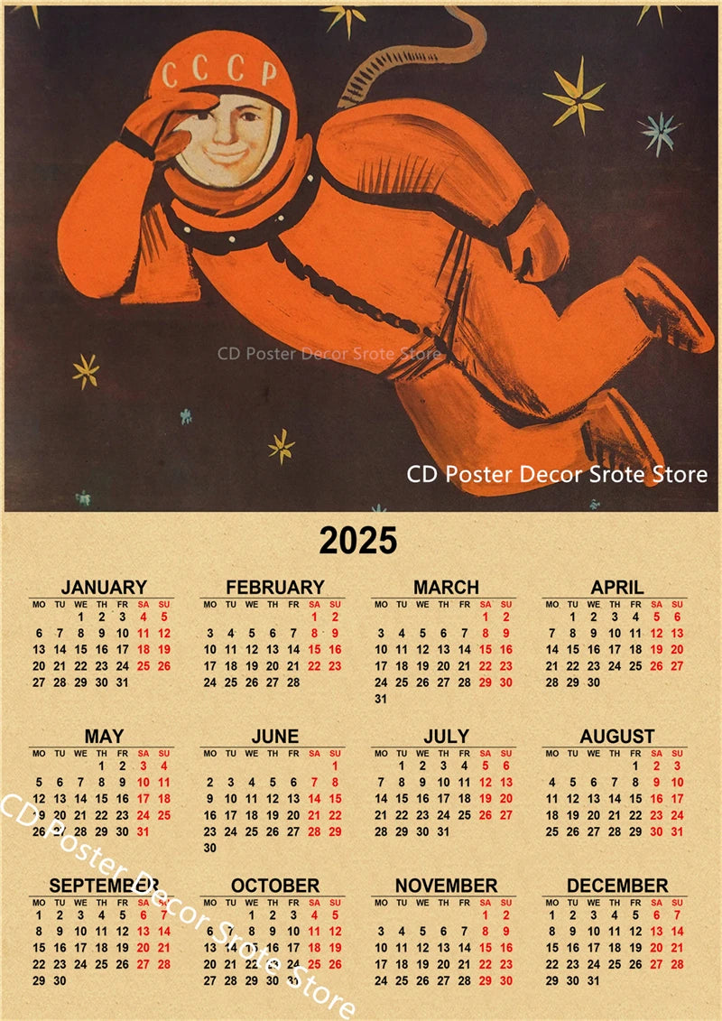 USSR CCCP 2025 Calendar Poster Celebrity Aesthetic Prints Posters Wall Art Retro Painting Home Room Cafe Club Dorm Wall Decor