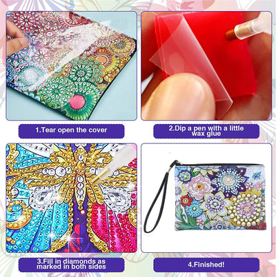 1pc/Set DIY Purses Diamond Painting Mandala Kits for Adults PU Leather Handbags Cactus Diamond Art Purses for Women