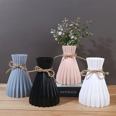 Vase Dry Flower Bottle Simple Modern Waist Cinching Creative Flower Vase Flower Arrangement Plastic Flowerpot Home Decorations