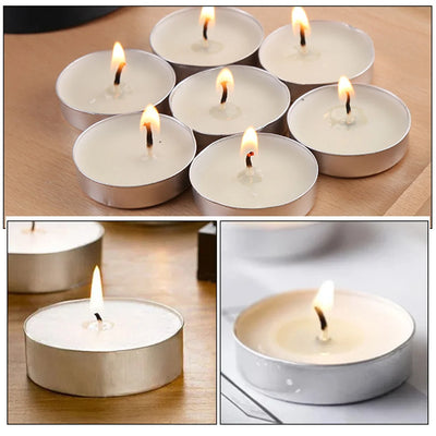 50 Pcs Round Scented Home Candles Accessory Wedding Small Tealight White Smokeless Romantic Paraffin Room