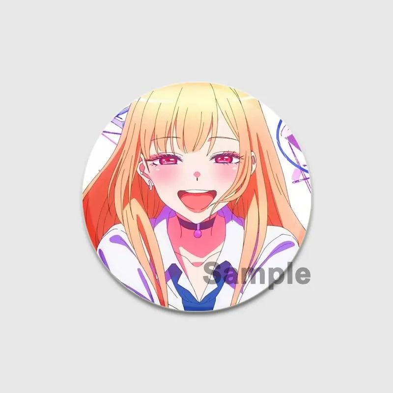 32/44/58mm Anime My Dress-Up Darling Round Pin Cartoon Character Badge Role Play Handmade Tinplate Brooch for Clothes Decoration