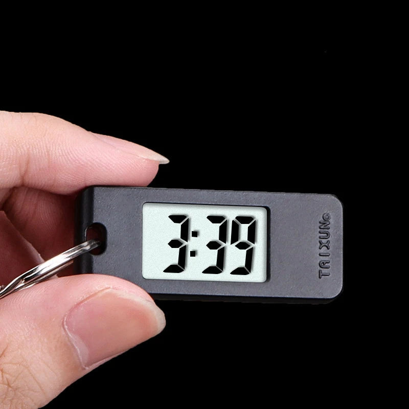 Unisex Student Electronic Clock Keychain Mini Electronic Student Oval Watch Digital Table Time Display Clock Hanging Keychain