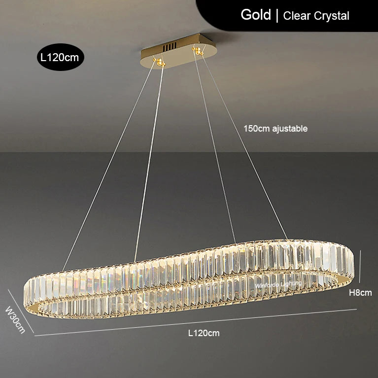 2024 Luxury Crystal Pendant Light Oval Crystal Chandelier Lamp For Home Decor Living Room Bar Chandelier