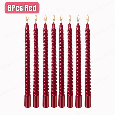 8/16/32Pcs Metallic Taper Candles 10inch Spiral Candle Dripless Long Candle Sticks Unscented Dinner Candles Wedding Candles