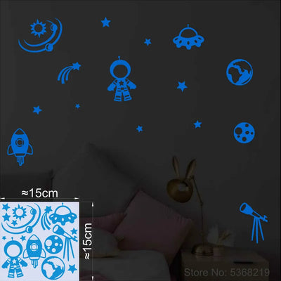 Universe Stickers Stars Spacecraft Astronaut Astronomical Telescope Space Rocket Kids Room Wall Ceiling Decoration Glow Stickers